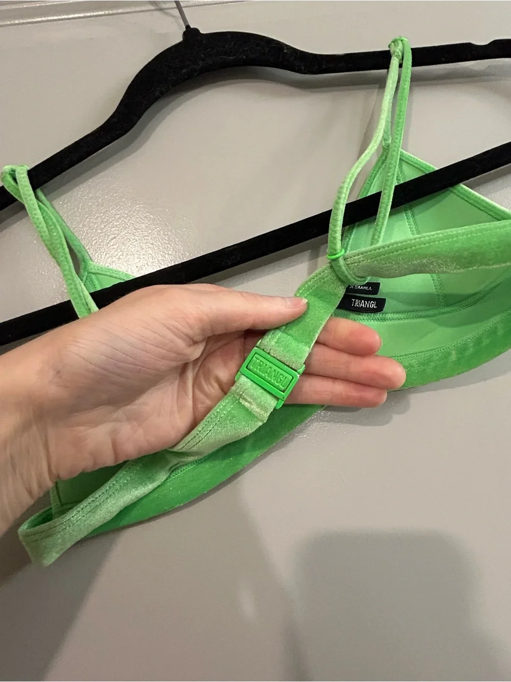 triangl swimwear Neon Lime Velvet Triangle Bikini Top